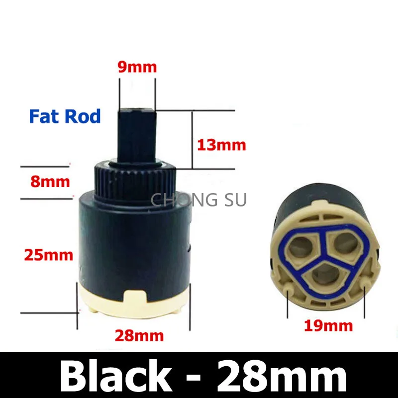 28mm 30mm Piano Keys Faucet Valve Core 3 Gear foot Hot/Cold Water Faucet Brass Spool Home Bathroom Mixed Shower Switch 9x9mm