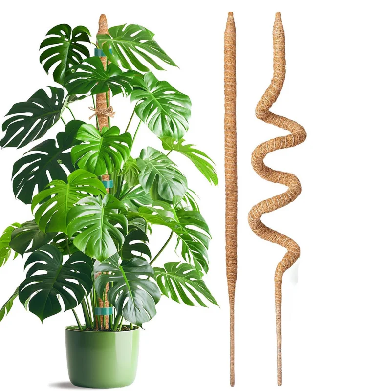 100cm Freely Bendable Coir Moss Pole Handmade Plant Support Stakes DIY Shaping Flexible Gardening Stem for Monstera Pothos Climbing Potted Plants