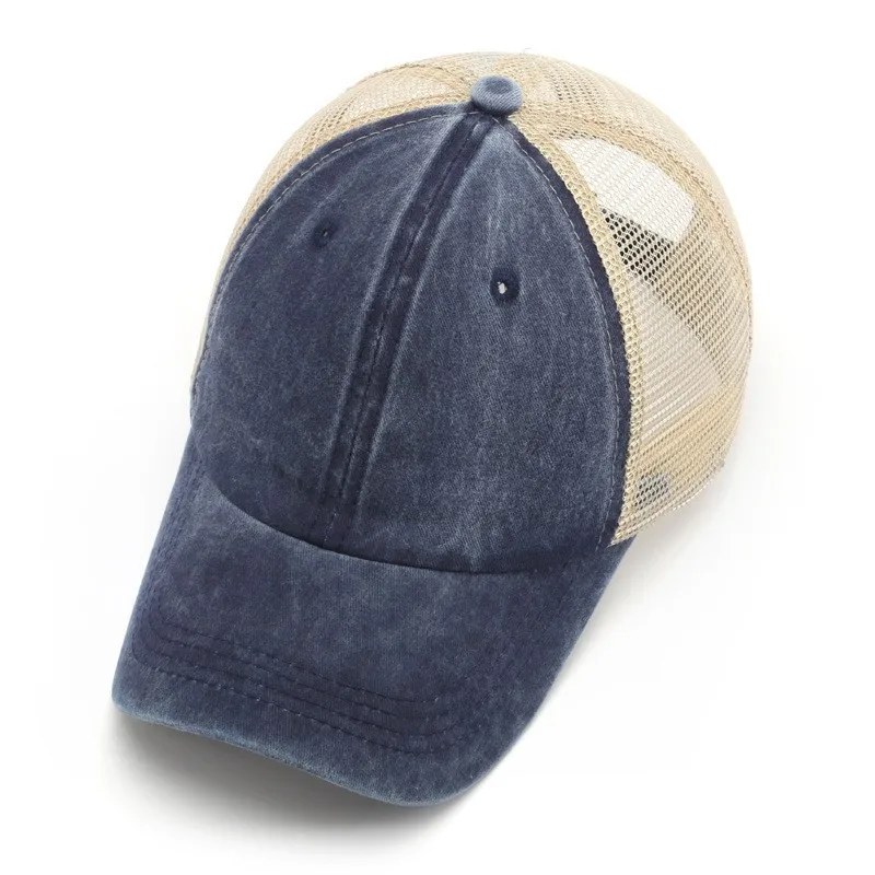 Vintage Washed Distressed Baseball Cap Men Mesh Trucker Hat Casual Women Hip Hop Caps Kpop Snapback Sun Hats