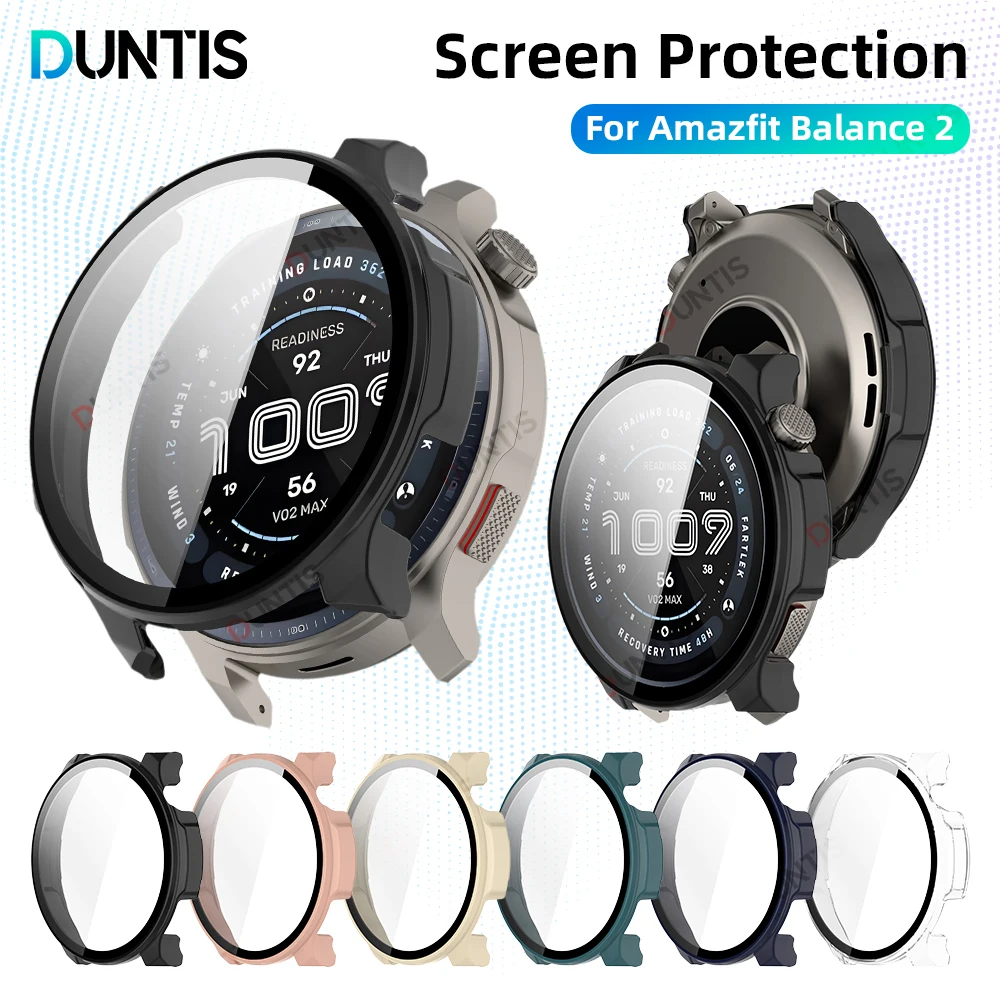 Case+Glass for Amazfit Balance 2 Screen Protector All Around Coverage Protective Bumper Case Cover Anti-scratch Accessories