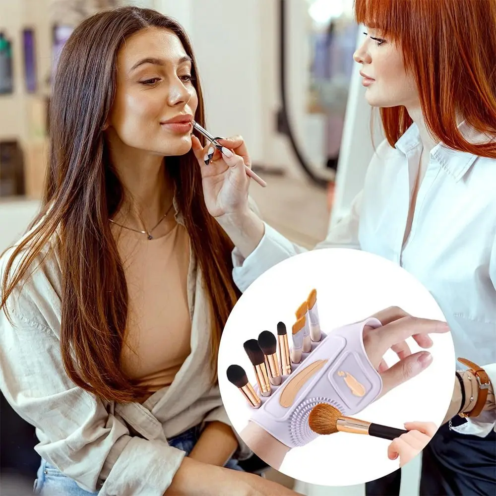 Silicone Makeup Assisting Hand Strap Multi-Functional Comfortable Fit Brush Cleaner Pad Convenient Makeup Brush Wristband