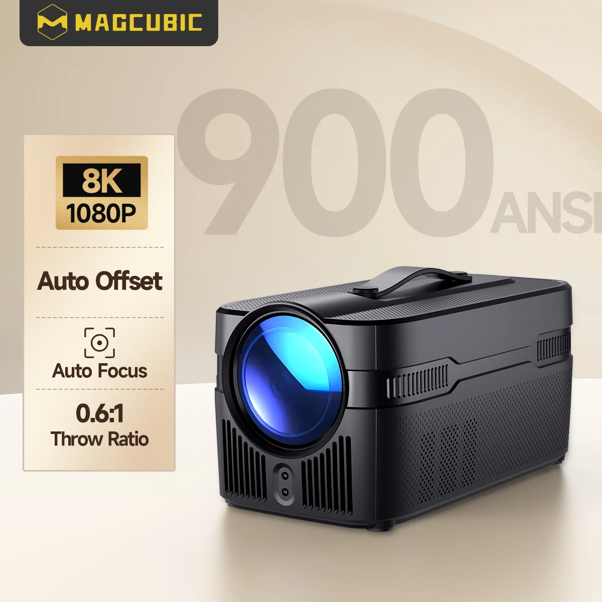 Magcubic Auto Focus HY450C Ultra Short Throw Projector With Auto Offset 1080P 8K HD 900 ANSI WiFi6 BT5.4 Allwinner H716 Voice