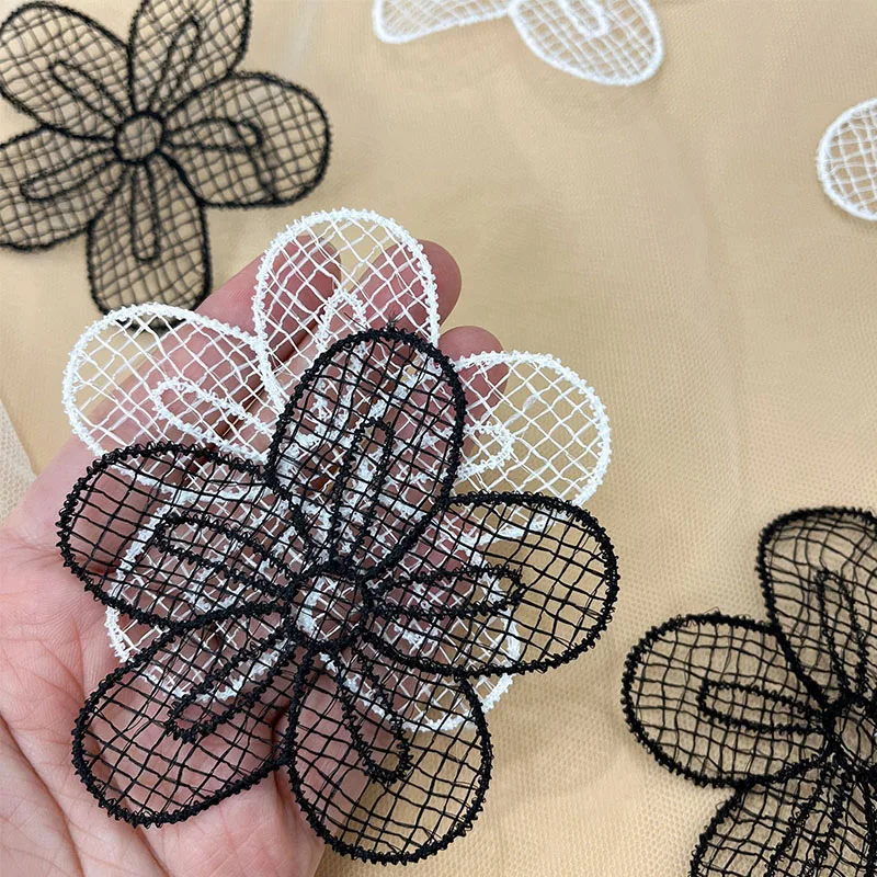 Flower Lace Patches Applique For Bridal Wedding Dress White Mesh Flowers Patch DIY Handmade Clothing Repair Sewing Accessories