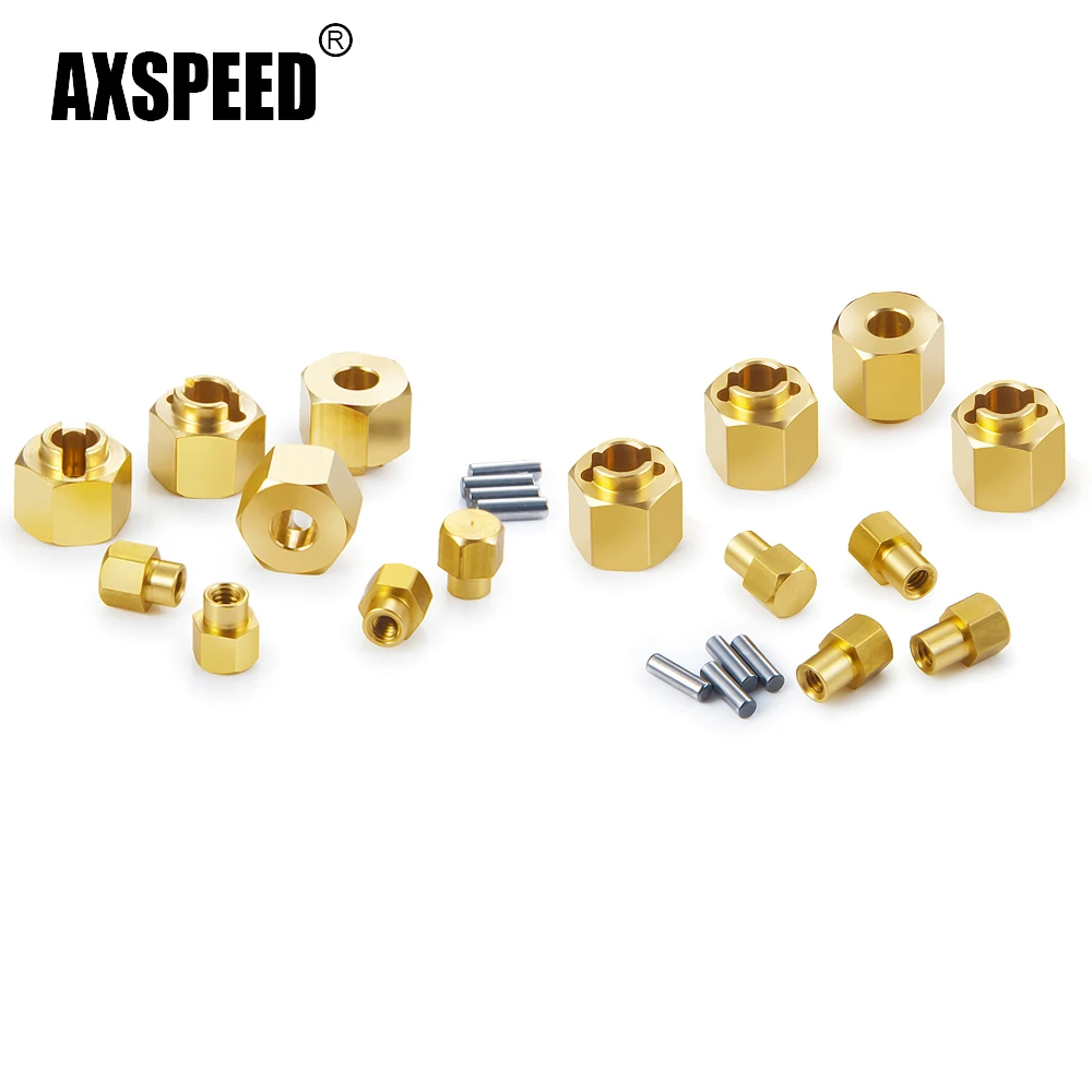 AXSPEED 4Pcs Brass Counterweight Wheel Hex Adapter +4/5/6mm Widen for Axial SCX24 1/24 RC Crawler Car Truck Universal Parts