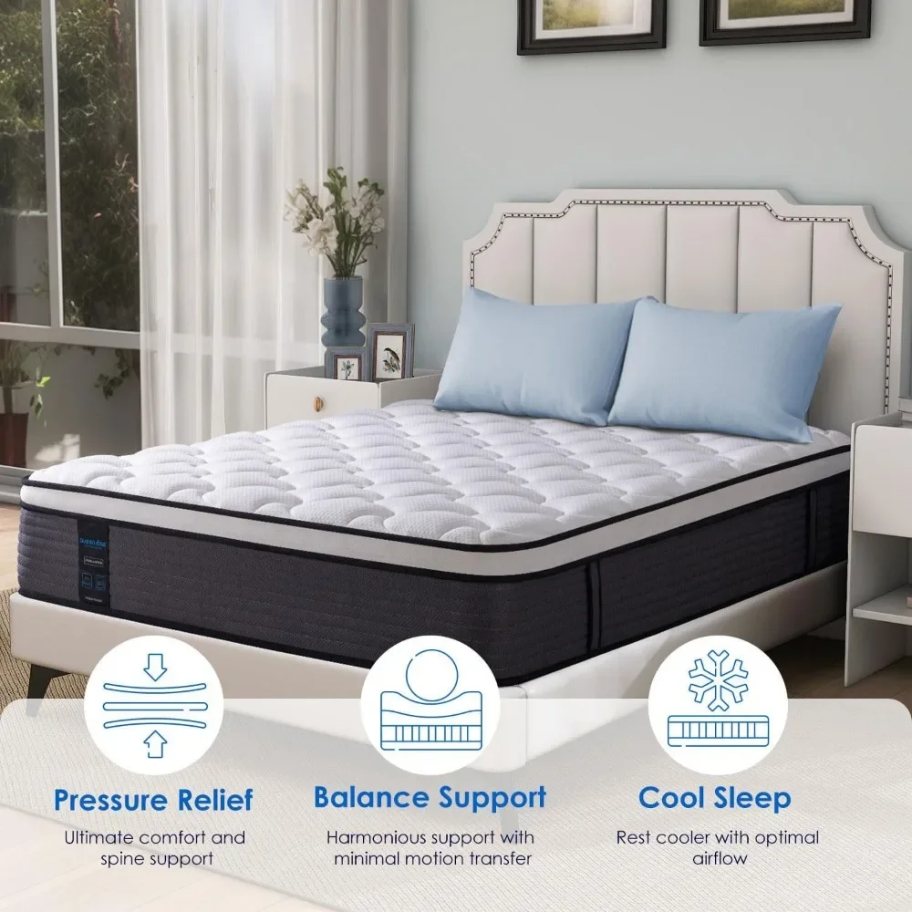 Mattress, 12 Inch  Hybrid Mattress in a Box, Gel Memory Foam & Individually Pocket Innerspring Bed Mattress image 4