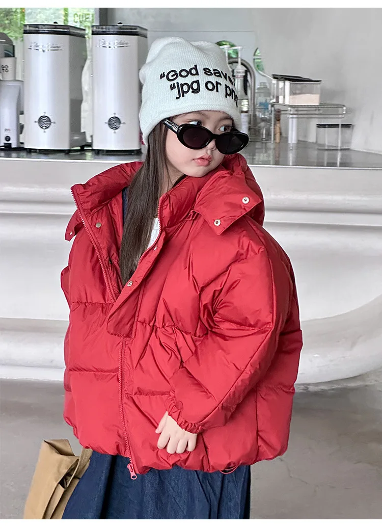 Girl Winter New Down Coats Hooded Warm White Duck Down Outerwear Children Thicker Fashion Shorts Down Jacket 4-14 Years Wz1219