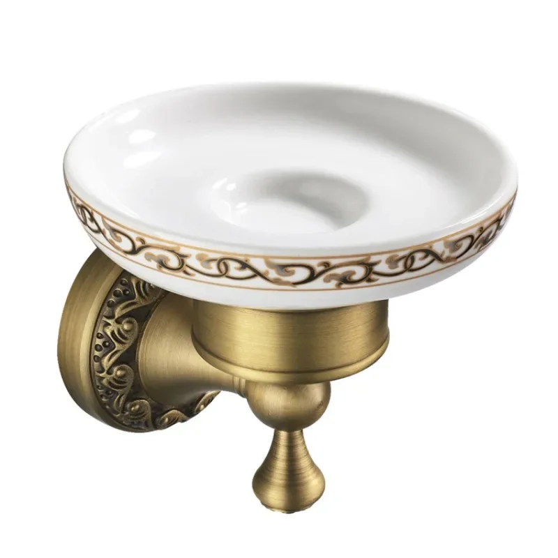 

Flower chassis brass dish bathroom soap net box hotel bathroom ashtray European soap rack bathroom single dish