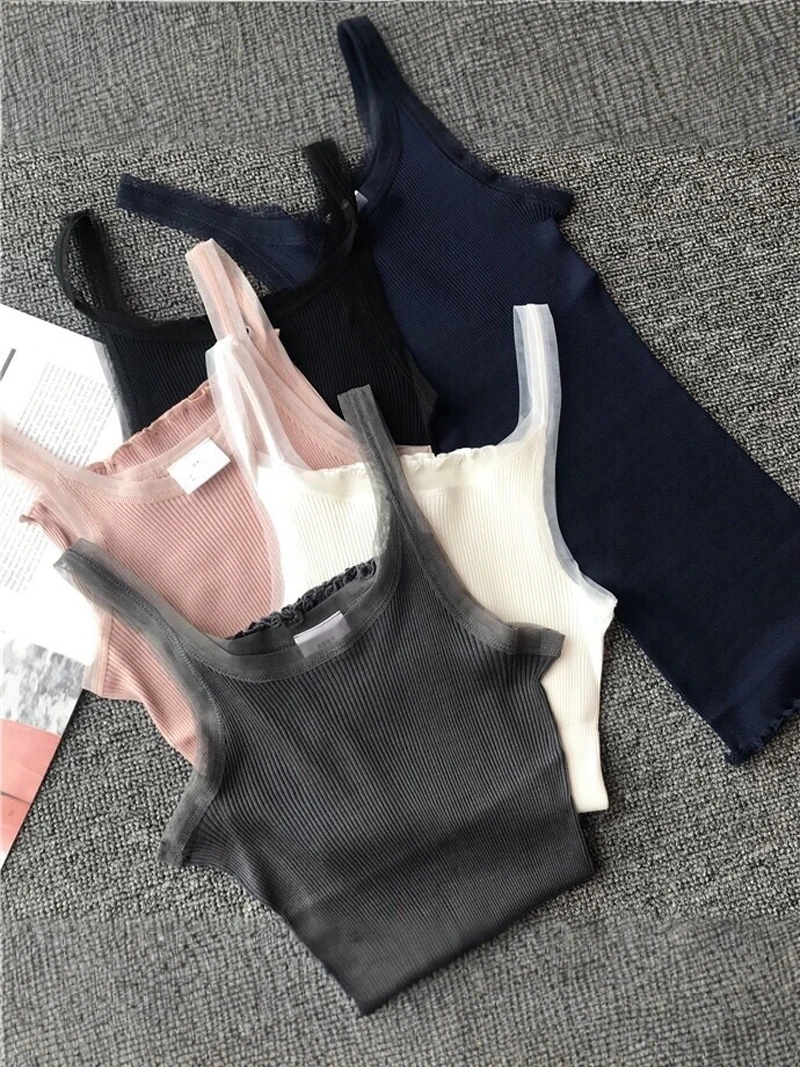 Soft High Elastic Silk Women's Tank Top Spring Summer New Style Slim Fit Inner Wear Single Item Threaded Versatile Cotton Blend