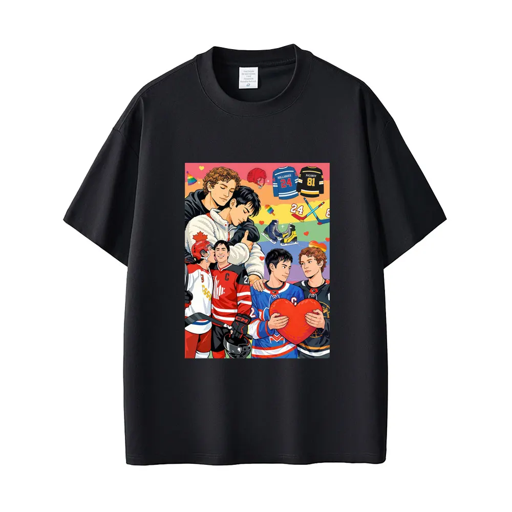 

Heated Rivalry Shane Hollander‌ Ilya Rozanov Print T-shirt Men Women Oversized Crewneck T Shirts Male Fashion Vintage Streetwear