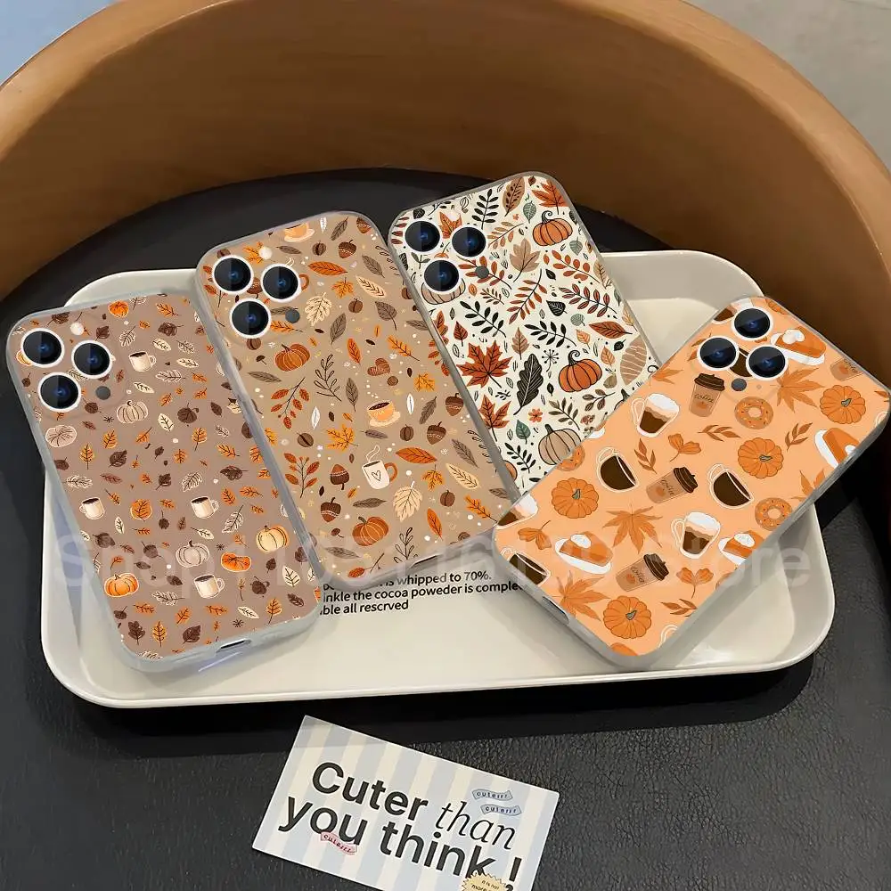 

Autumn leaves and pumpkins Phone Case For iPhone 17,16,15,14,13,12,11 Pro,Max,Plus,X,XS,XR,SE4,E Mini Transparent Soft Cover