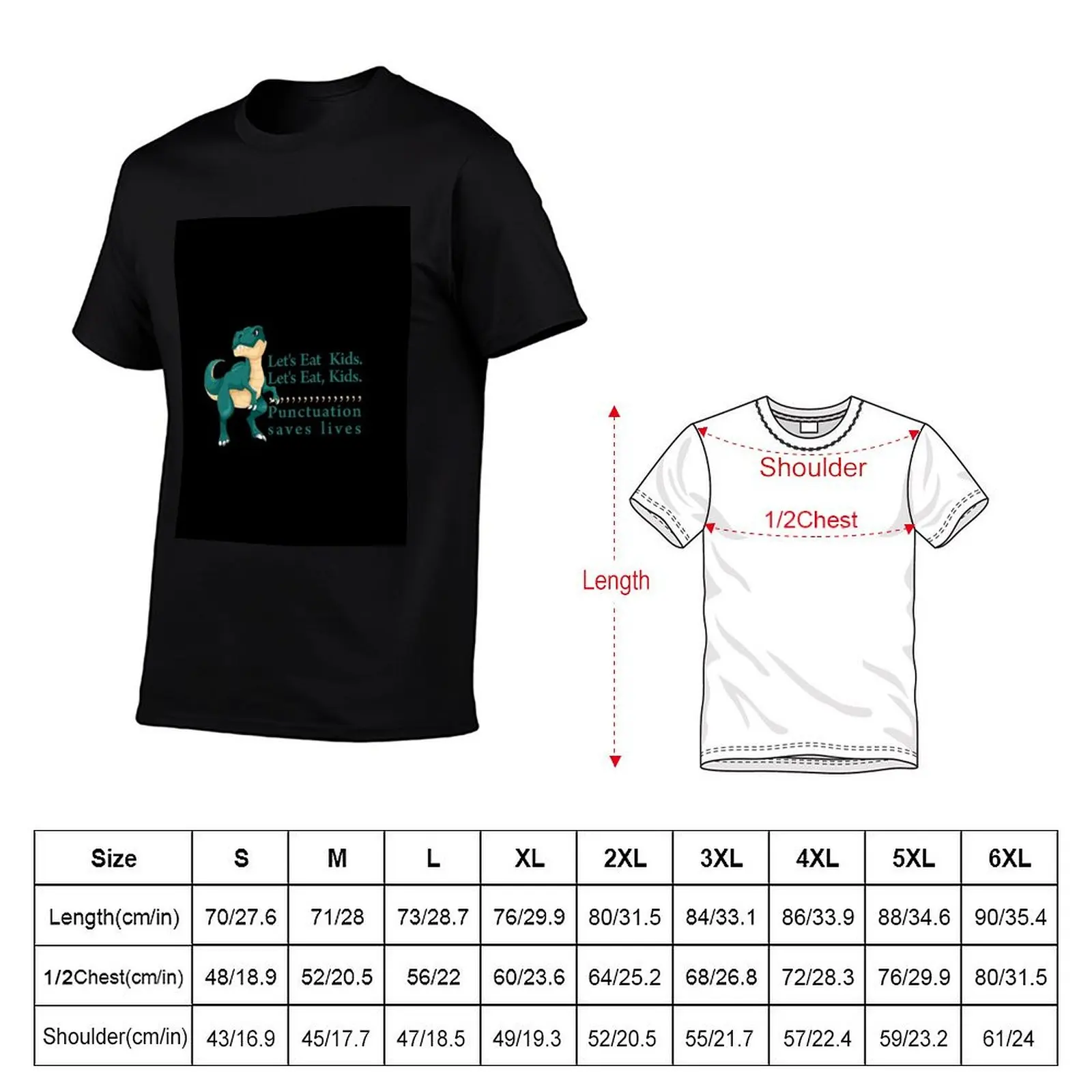 Let's eat kids punctuation saves lives T-Shirt Minimalist Casual Short Sleeve Top