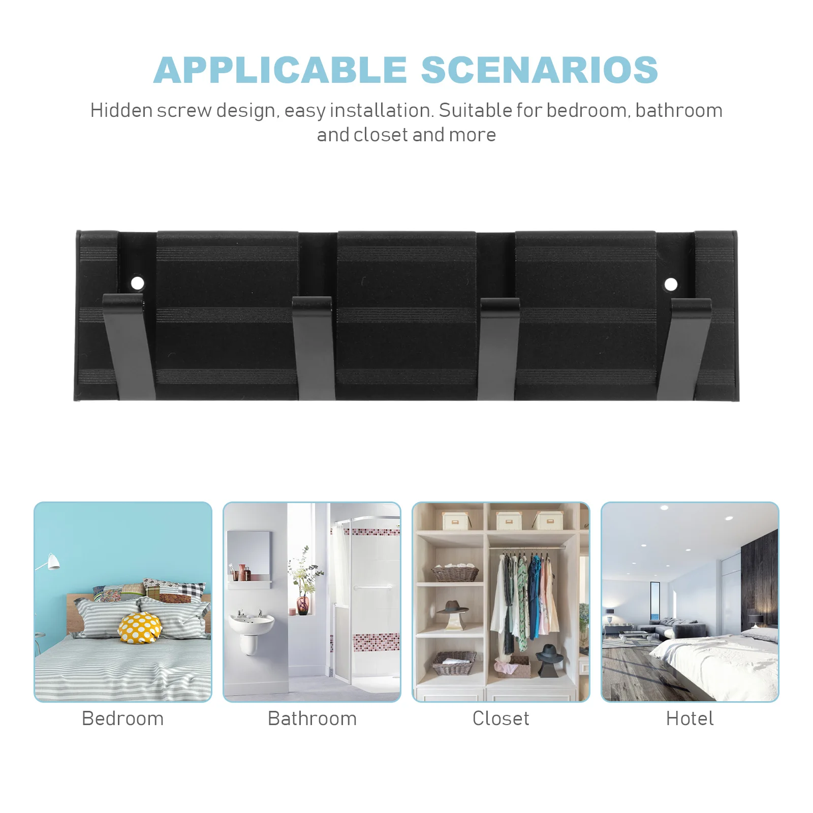 

1 pc Wall Hooks Hidden Design Modern Household Hanger Sturdy Aluminum Coat Towel Umbrella Key Ring Hook Multipurpose