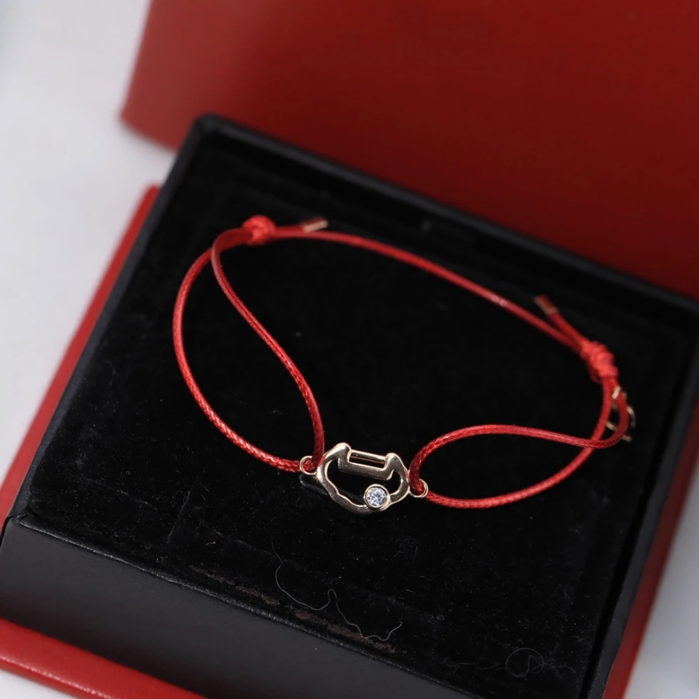 Longevity Locks Single Zircon Bracelet With Double Red String Lucky To Symbolize A Delicate Gift For Female Party