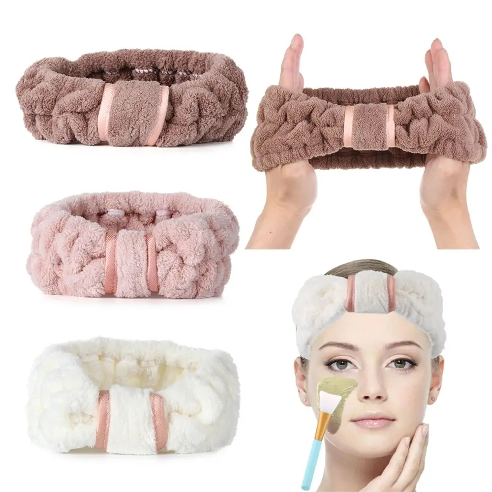 

Elastic Design Microfiber Headbands Coral Velvet Adjustable Spa Headbands Reusable Comfortable Facial Headbands Makeup