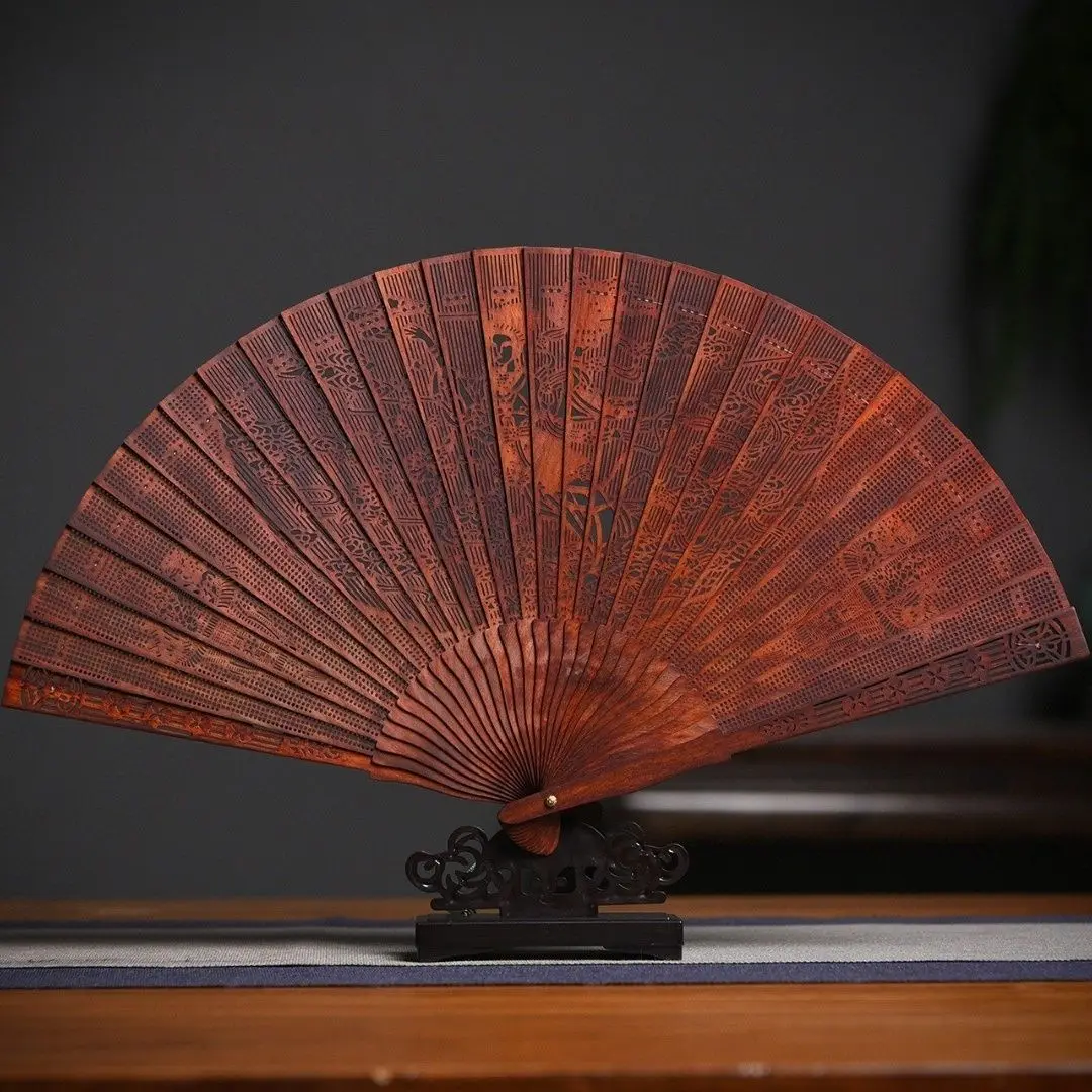 1pc Chinese Sandalwood Fan Pre Sale Payment Customized Version Hollow Folding Fan Ornament Home TV Cabinet Decorations