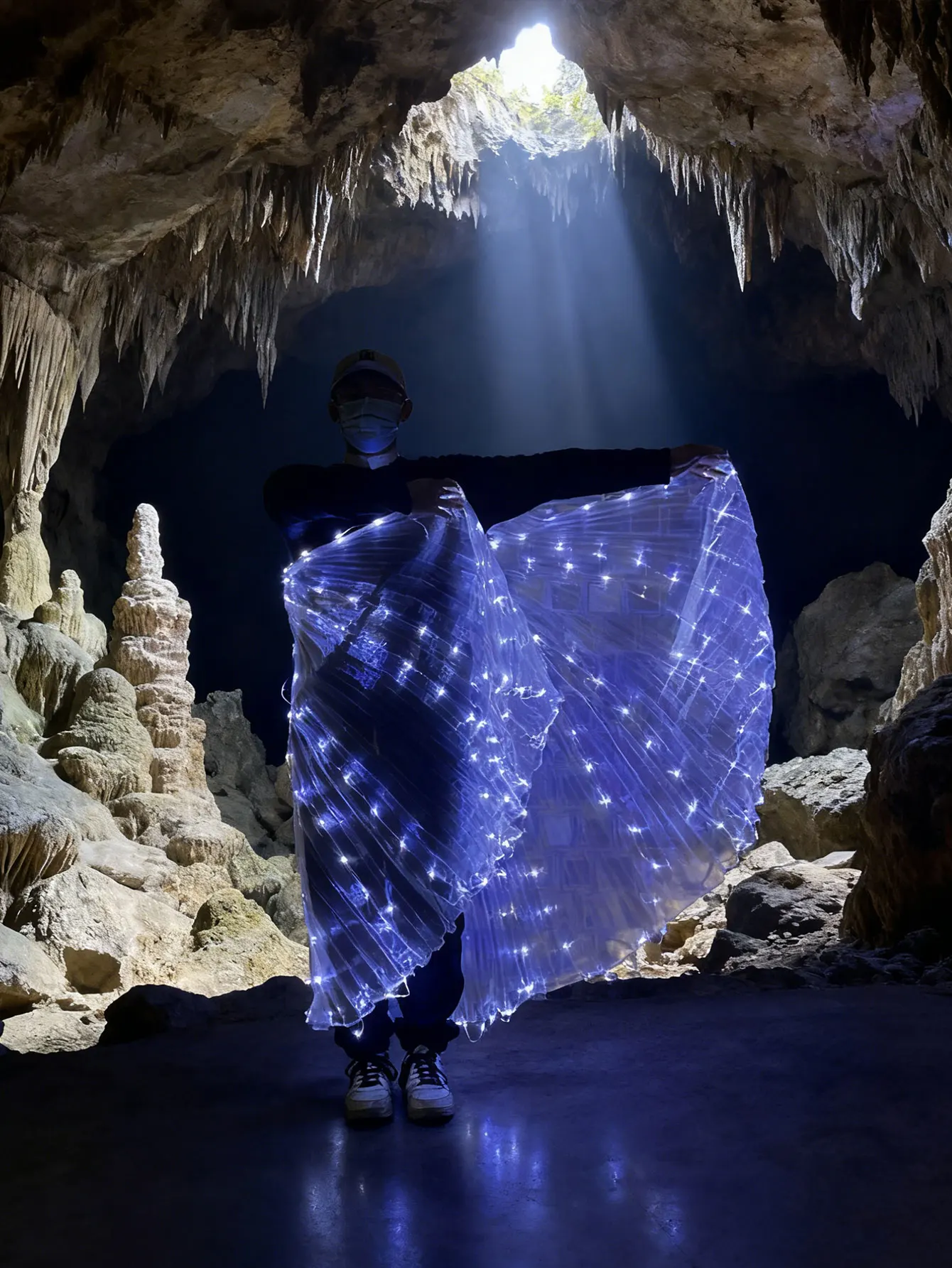 أجنحة الفراشة الراقصة، عباءة بيضاء شبه شفافة، ملحقات مرافقة الأداء، عباءة الاحتفال بالمهرجان #5