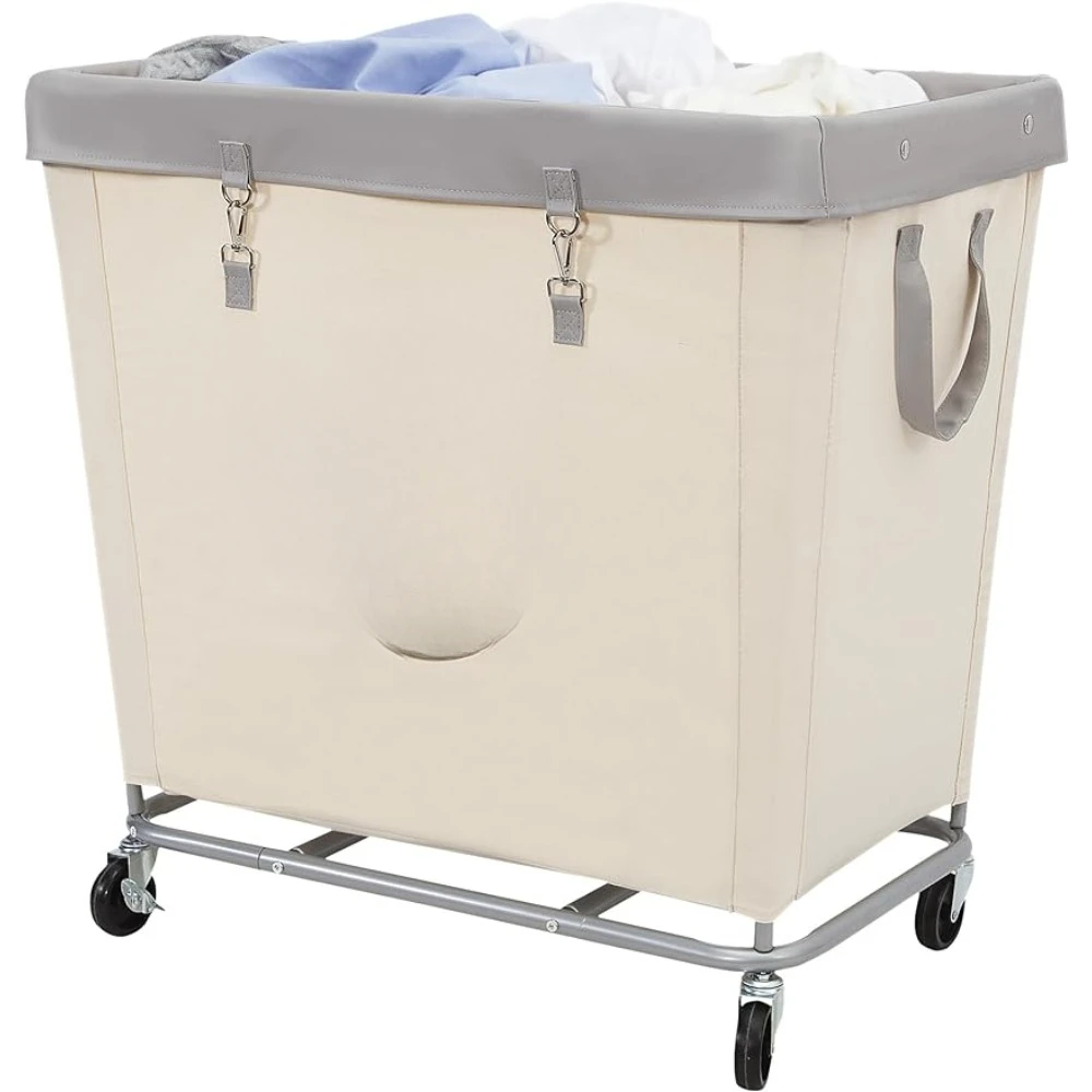 

Commercial Laundry Hamper With Heavy Duty Steel Frame Toy Basket 31.7''L X 19.3''W X 30.91''H Home Large Beige Dirty Baskets