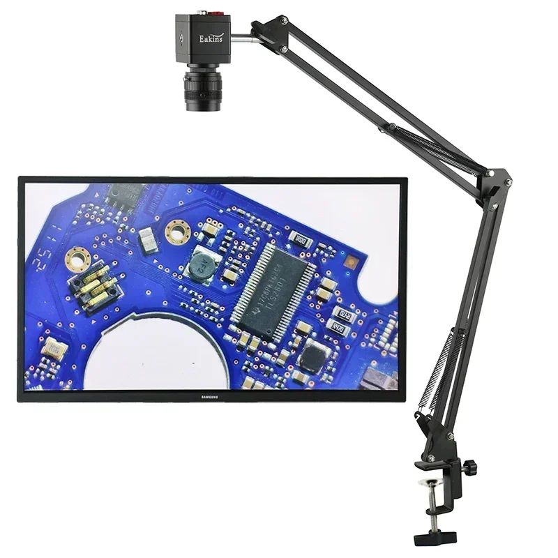 

1080P HDMI VGA Digital Video Microscope Camera Big View High Working Distance 35mm Fixed Focus Lens Big Bracket PCB Repair Tool