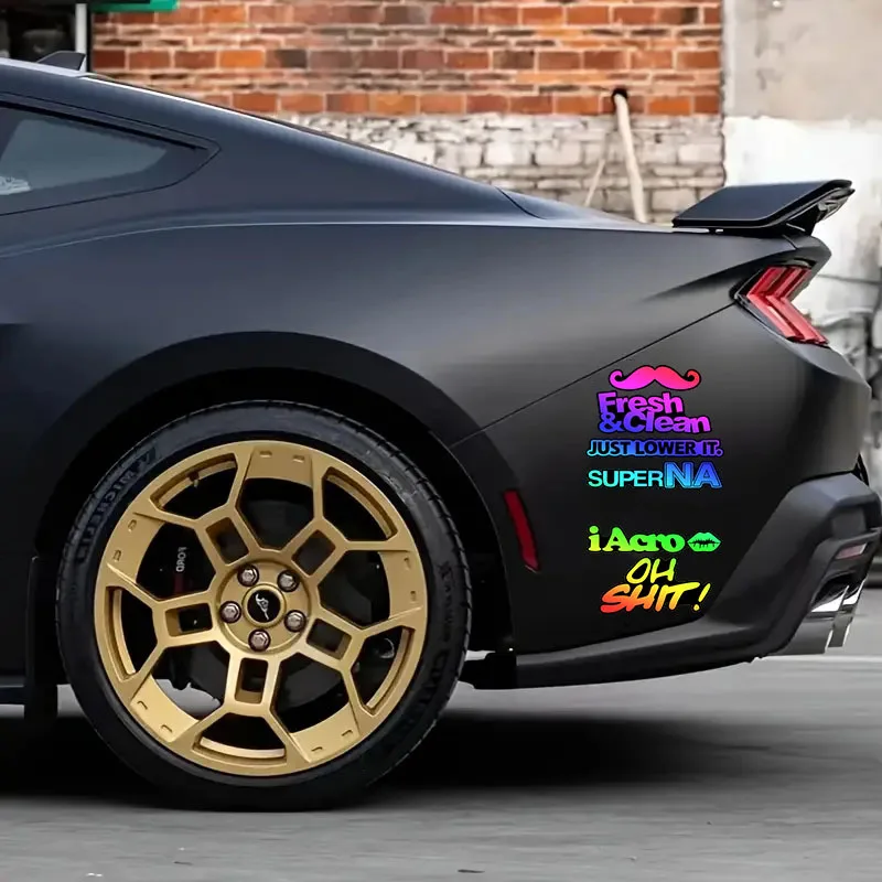

1set Holographic JDM Funny Sticker Waterproof Scratch-Resistant Vinyl Decal for Car Bumper Window Motorcycle Bike