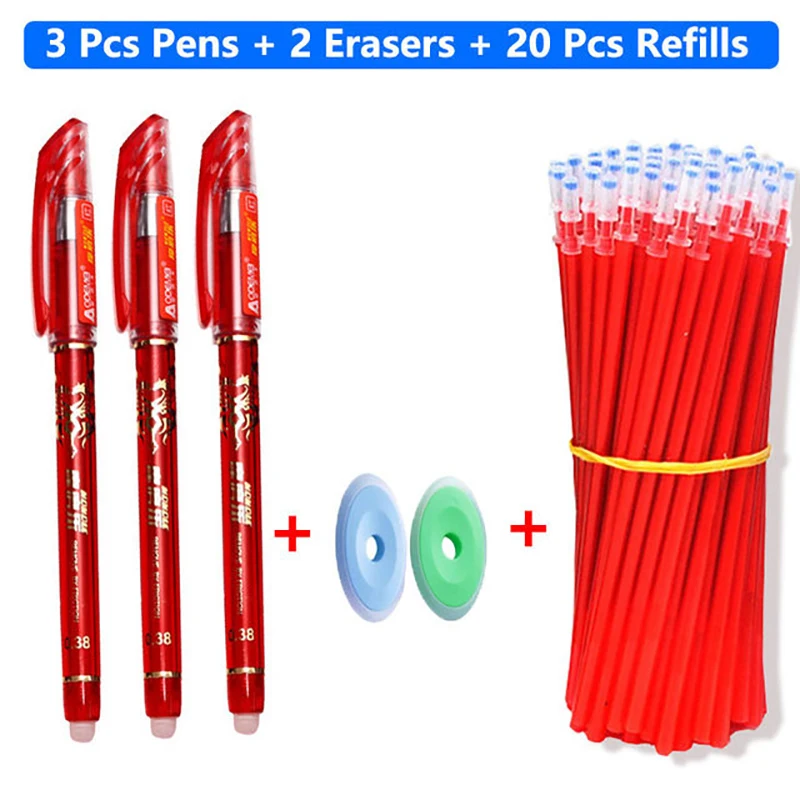 25 Pieces/Set Of Gel Erasable 0.5mm Neutral Pen Blue Black Red Ink Ballpoint Pen Writing Supplies Office School Student Statione