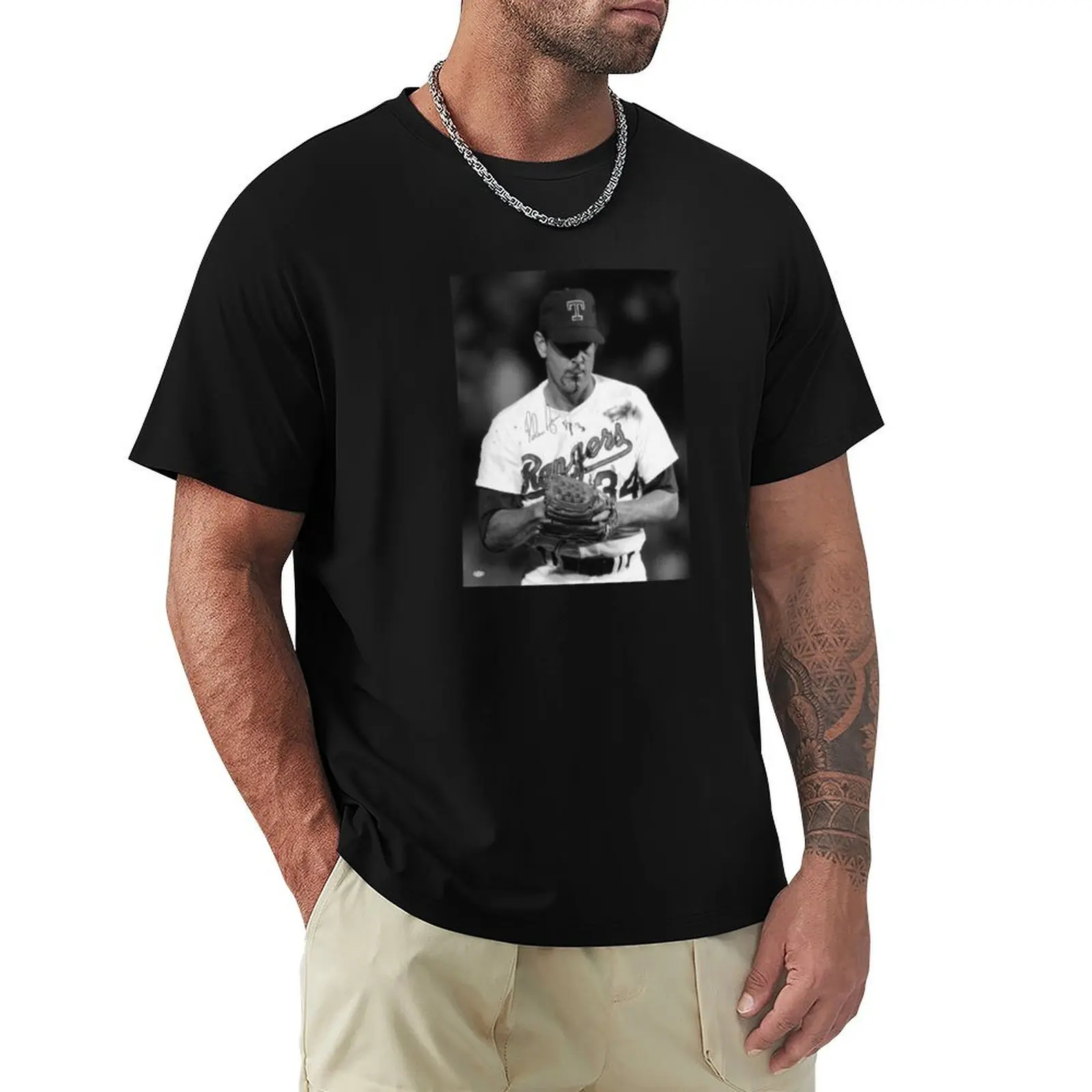 Nolan Ryan Black and White T-Shirt Sun Block Outdoor T-Shirt