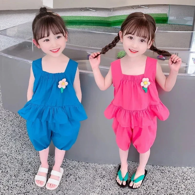 

Girl Fashion Set 2Pcs Summer Toddler Vest T-shirt&Pants Boutique Girls Clothes Baby Girl Clothes Baby Girl Outfit Set