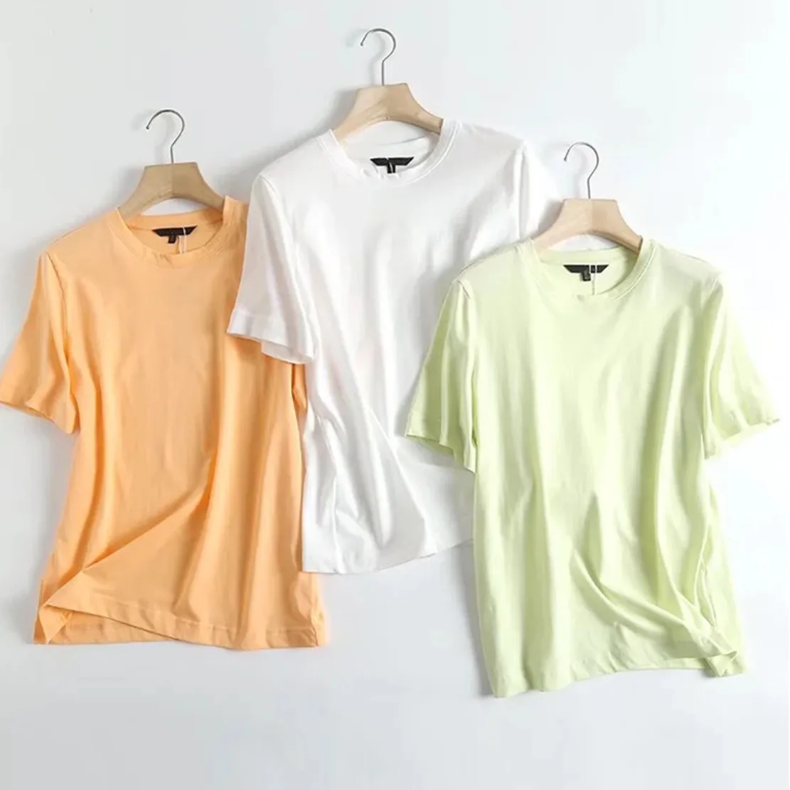 Withered Summer Cotton Tshirts Women Fashion Simple O-neck Colorful Soft Casual T-shirts Women Tops