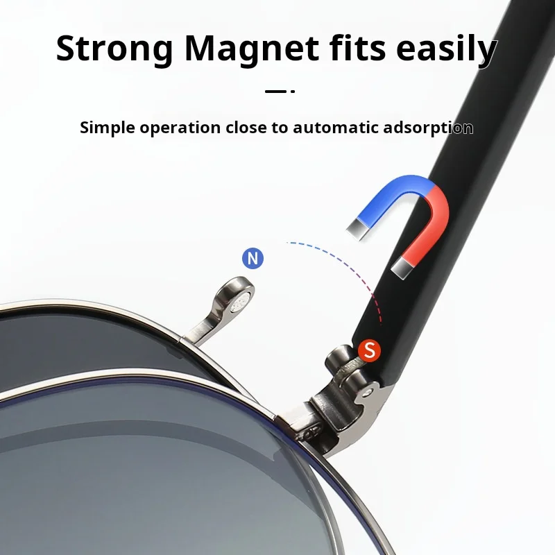 YIMARUILI Herren Pilot Polarisierte Magnetische Clip-On Brille Retro Große Größe UV400 Optische Brillen Rahmen Frauen 8618 – Detail 9