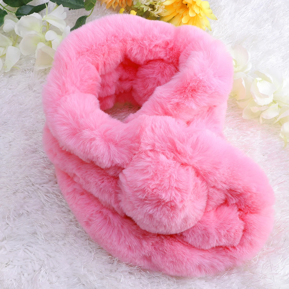 

Imitation Rabbit Scarf Women Ladies Cold Protection Blanket for Faux Women's Collar