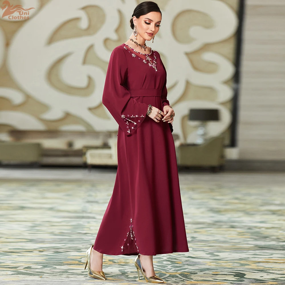 Ramadan rouge musulman Abaya dubaï turquie Islam Hijab Robe Jalabiya robes africaines pour femmes Robe Femme robes musulmane caftans