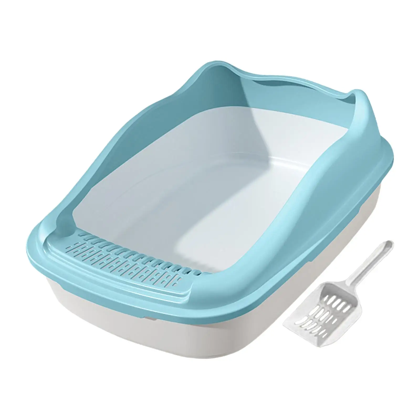 Cat Litter Box Semi Enclosed Anti Splashing Smooth Bottom Versatile for Small