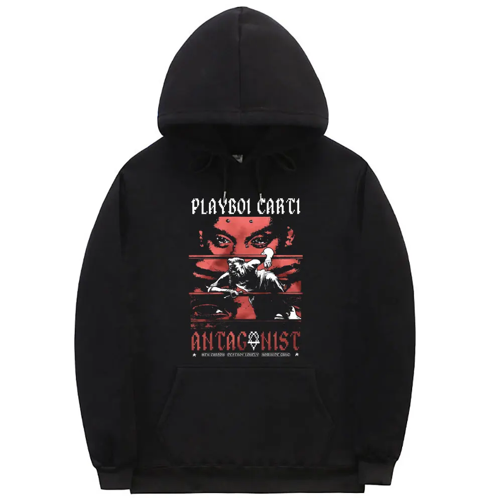 

Rapper Playboi Carti Antagonist Tour Graphic Hoodie 2023 Concert Merch Men Fashion Streetwear Male Hip Hop Oversized Sweatshirt