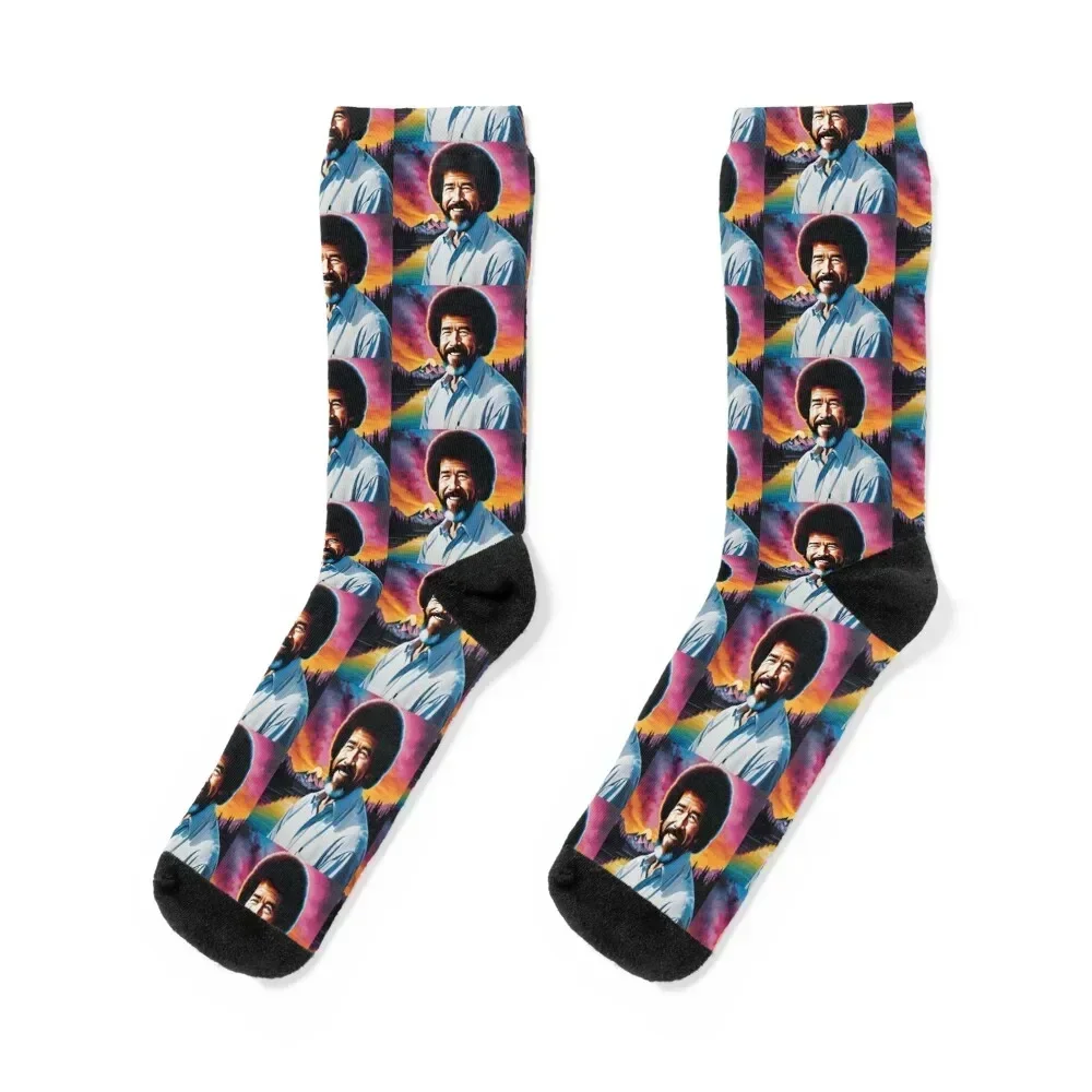 Bob Ross Portrait V1 Socks Run kids Non-slip Socks Girl Men's