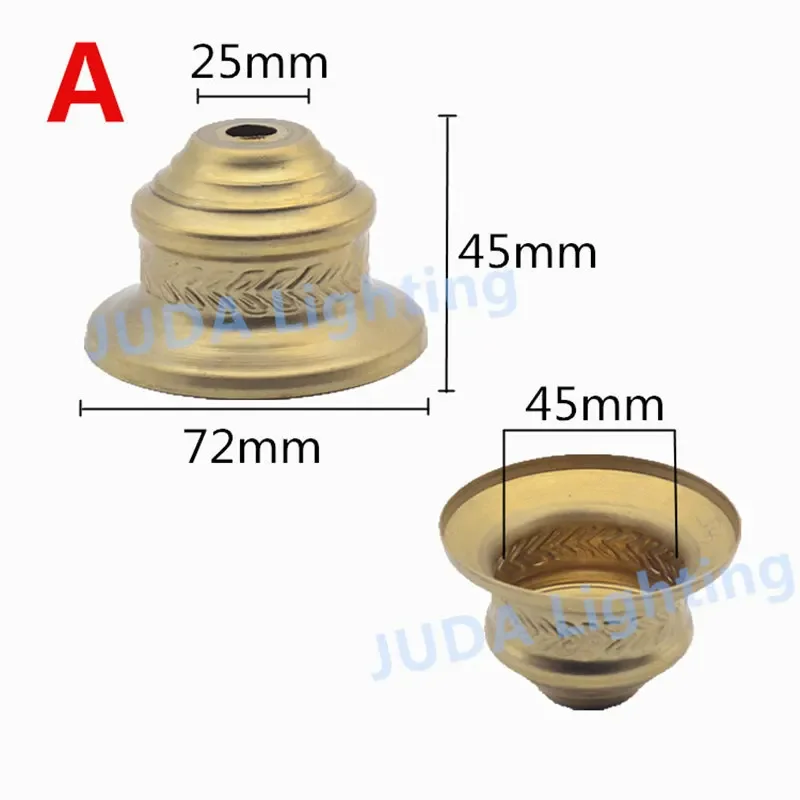 Copper metal cover cap Brass lamp tube decorative cap M10 hole light body decoration fittings for chandelier led ceramic lights