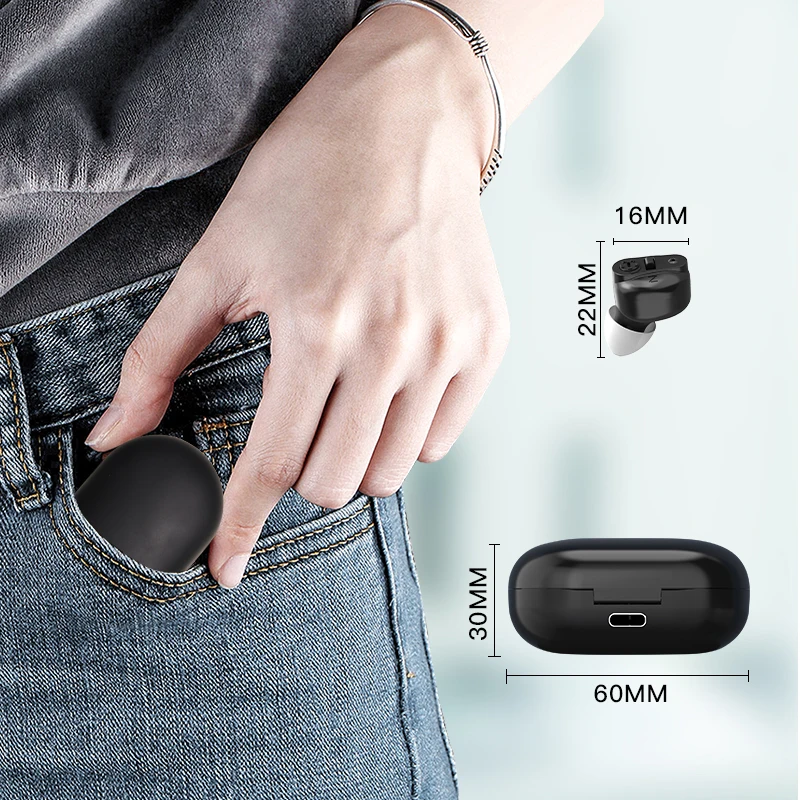 Portable Mini CIC Invisible Rechargeable  Ear Adjustable Hearing Aid For The Deaf Elderly People