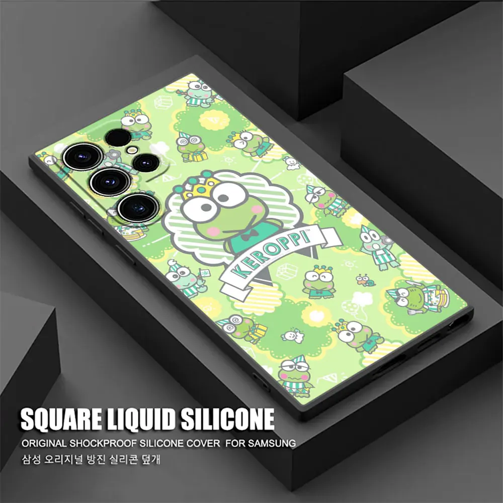 Cartoon Keroppi Green Frog Phone Case For Samsung Galaxy S24 Ultra Cases S23 S21 S20 FE S22 Plus Note 20 Ultra 10 Silicone Cover