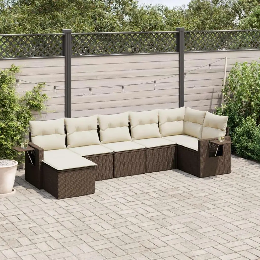 

Brown Cream White Garden Sofa Set Stylish Outdoor Furniture Comfortable Seating Durable Design