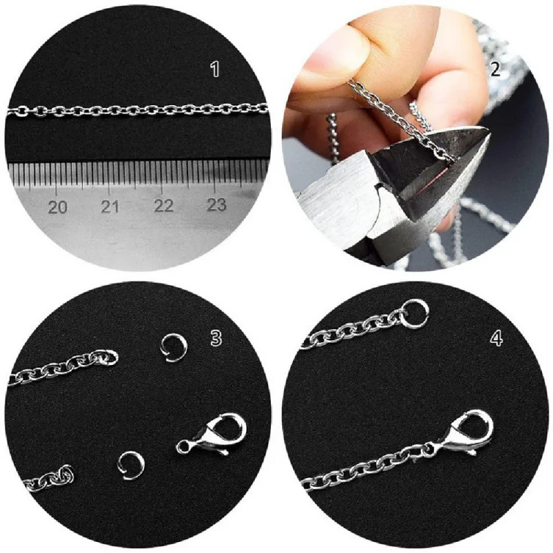 15m Jewelry Chain 2.0mm Silver Necklace Stainless Steel Women Metallic Belt with 20 Pcs Lobster Buckle and 30 One Open Jump Ring