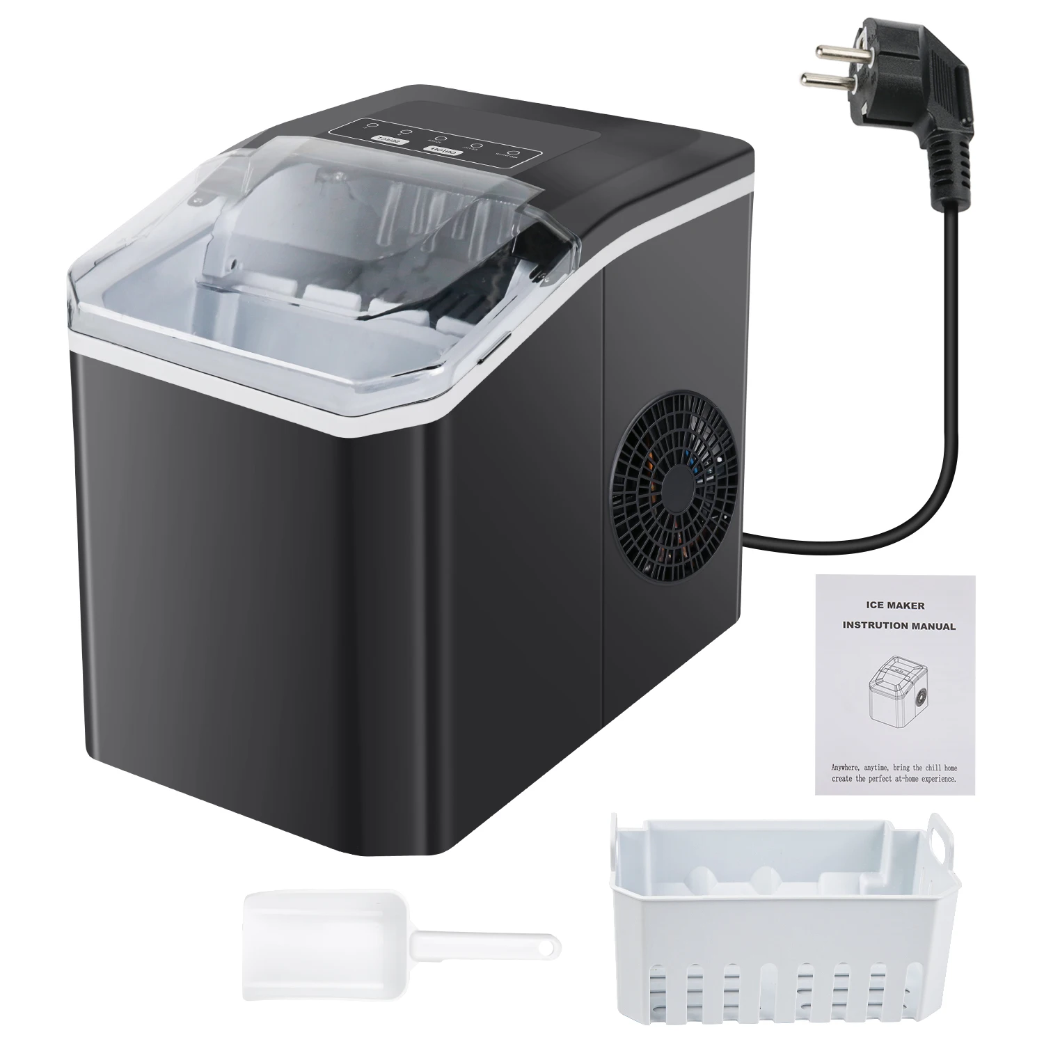 Mini-tafelmodel ijsmachine Energiebesparend 6-9 minuten snel ijs 800 g ijscapaciteit Zelfreinigende draagbare ijsmachine voor kamperen