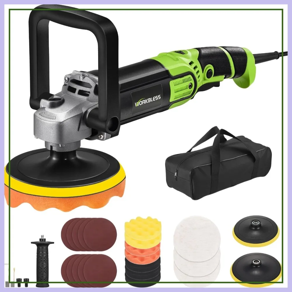 

1600W 6"/7" Rotary Car Polisher with 7-Speed (1600-3500 RPM) - Buffer Polisher Kit for Cars, Boats, Floors