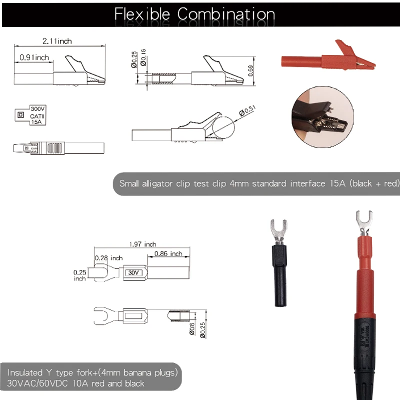 Kit di cavi per multimetro da 25 pezzi, Set di cavi di prova professionali e aggiornati con sonde multimetro placcate in oro sostituibili