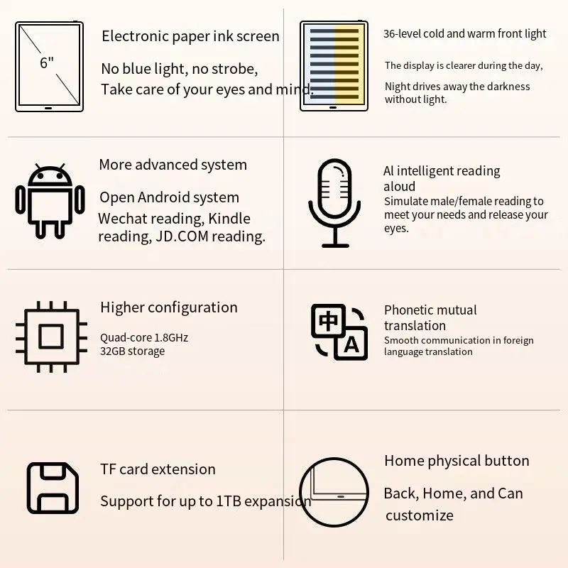 BIGMERead e-reader 6-inch portable e-paper book smart ink screen e-reader AI smart reading supports kindle multi-language