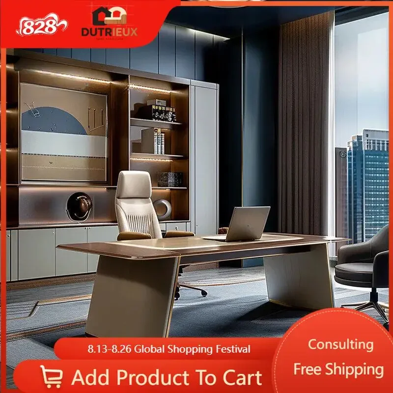 Luxury Aesthetic Office Desk Decoration Designer Specialty Workstations Office Table Modern Wooden Mesa De Escritorio Furniture