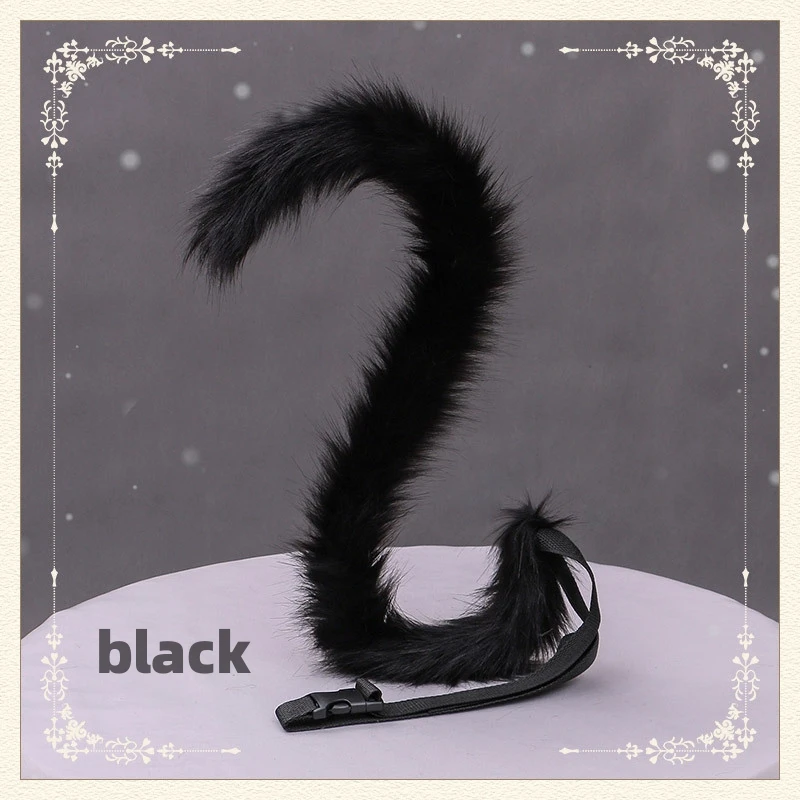 Pelúcia Cat Tail para Halloween Traje, Fursuit Furry Faux Flexível, Unisex Tail Props, Acessórios Lolita, Night Party, 80cm