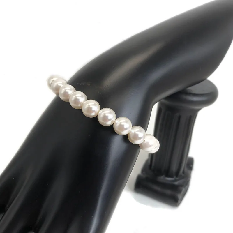 Shell Pearl Bracelet Tricolor Electroplated imitation pearls Charm Elastic Bangle Women Jewelry Party Anniversary Wedding Gift