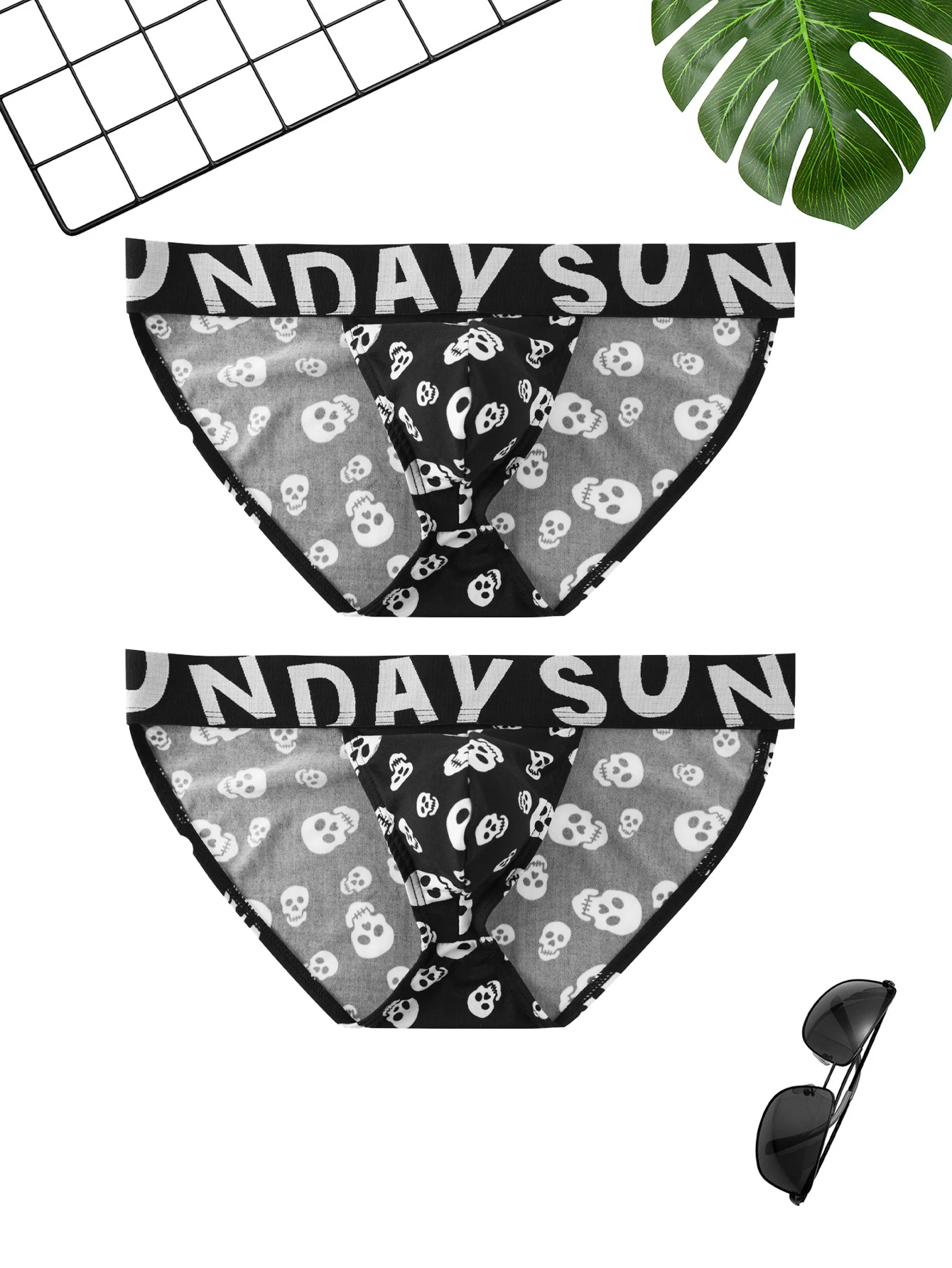 

2PCS men's basic casual sports thong solid color knitted mid waist men's thong soft and comfortable brief