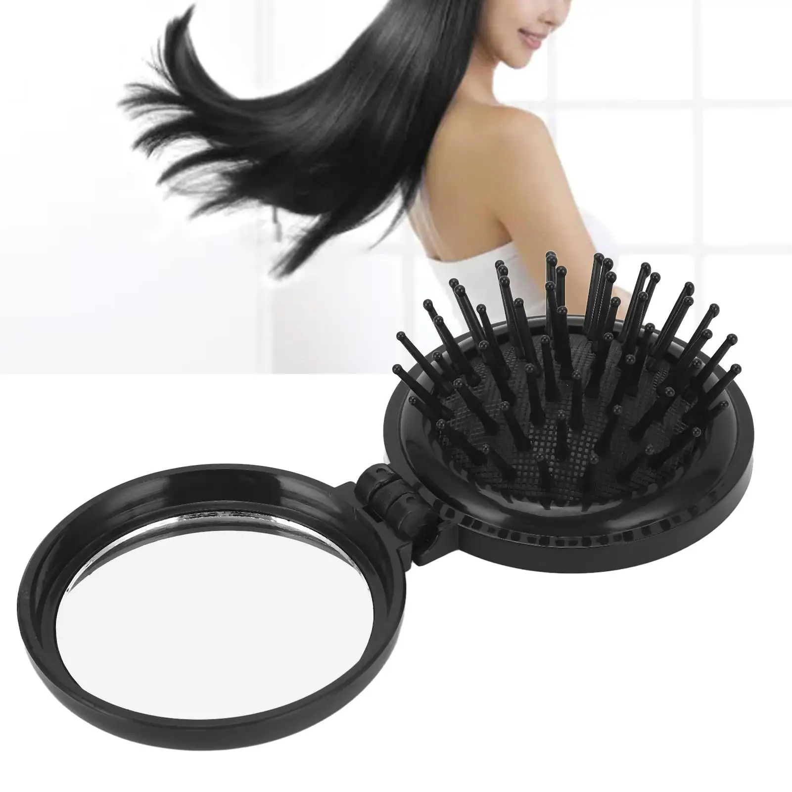 Strumento di Styling ergonomico sicuro per capelli lisci-spazzola a specchio portatile