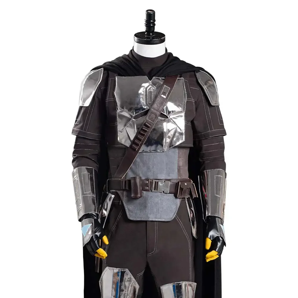 Din Djarin Cosplay Fantasy Silvery Battle Armor Version Suits Movie Bounty Hunter 2 Costume Disguise Adult Men Fantasia Outfits