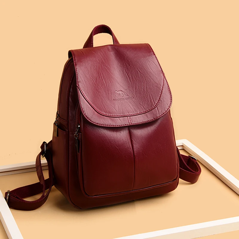 Women Large Capacity Backpack Purses High Quality Leather Female Vintage Bag School Bags Travel Bagpack Ladies Bookbag Rucksack