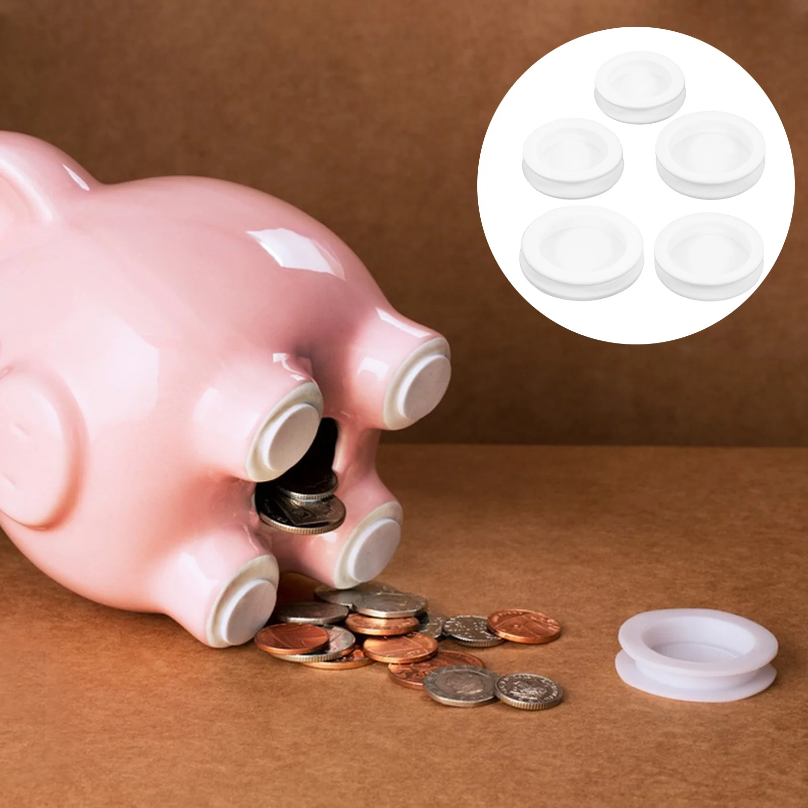 5pcs Piggy Bank Stoppers Replacement Round Money Saving Box Plug Silicone Seal For Jar Piggy Bank Accessories Various Sizes
